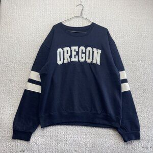 New York Popular Crewneck Pullover Sweatshirt Oregon Spell out Dark Blue Sz XL